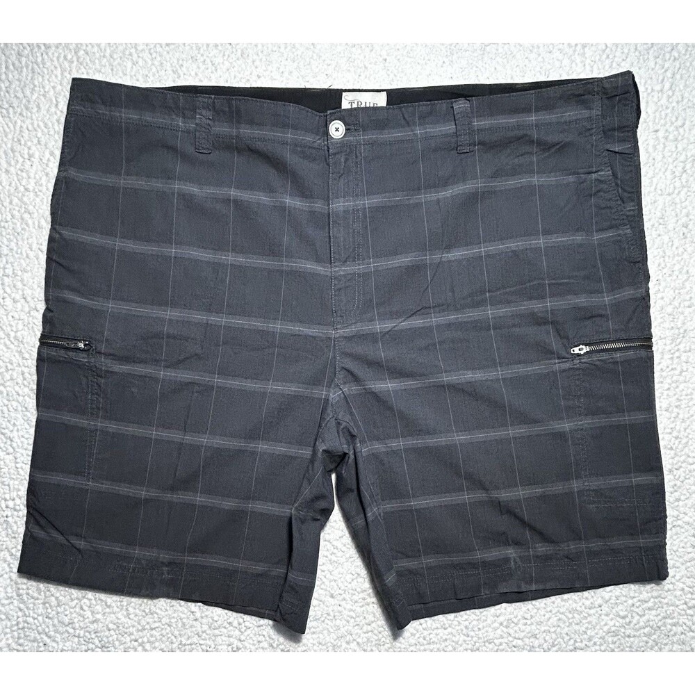 True Nation Plaid Cargo Shorts Size 54 Dark Gray 100% Cotton